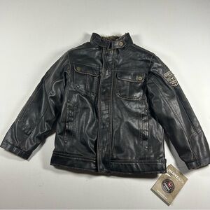 Hawke & Co Youth Boys Faux Leather Bomber Jacket Brown Sz 7 NEW WITH TAGS NWT